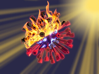 Dangerous viral disease COVID-19 dies, burns out under the rays of bright sunlight