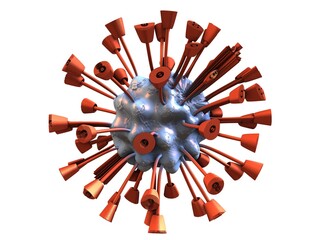 Model, image, representation of COVID-19 virus on white background
