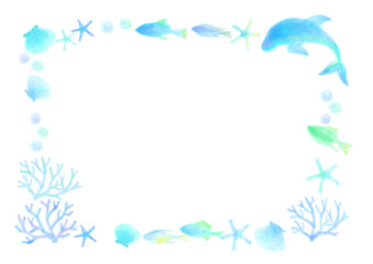 海イメージの飾り罫