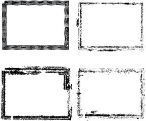 Vector Frames. rectangles for image. distress texture . Grunge Black borders isolated on the background . Dirt effect . geometric shapes for your desi