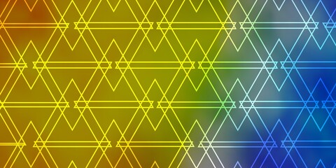 Light Blue, Yellow vector background with triangles. Triangles on abstract background with colorful gradient. Template for wallpapers.
