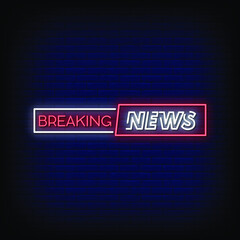 Breaking News Neon Signs Style Text Vector