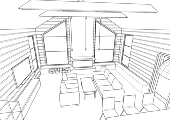 interior kitchen living room 3d illustration © Svjatoslav