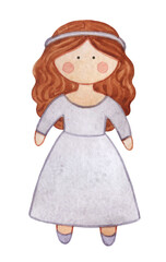 Watercolor doll Tilda.