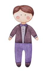 Watercolor doll Tilda.