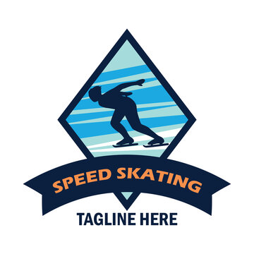 speed skating logo with text space for your slogan tag line, vector illustration