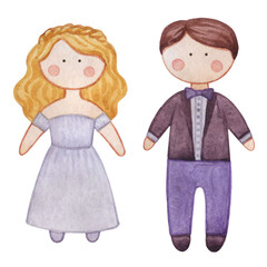 Watercolor doll Tilda.