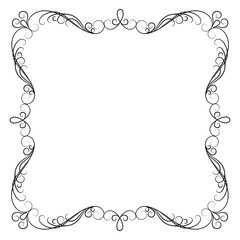 Black calligraphy ornamental decorative frame on white background