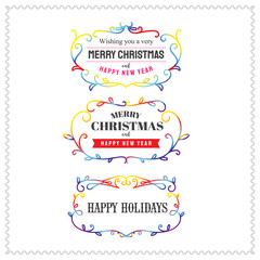 Merry christmas flourishes vintage vivid color label