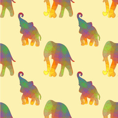 Seamless vector brush pattern with elefants.