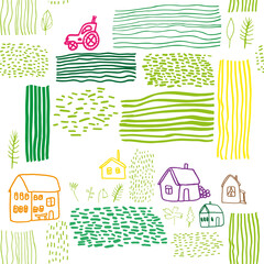 Seamless vector pattern with houses.