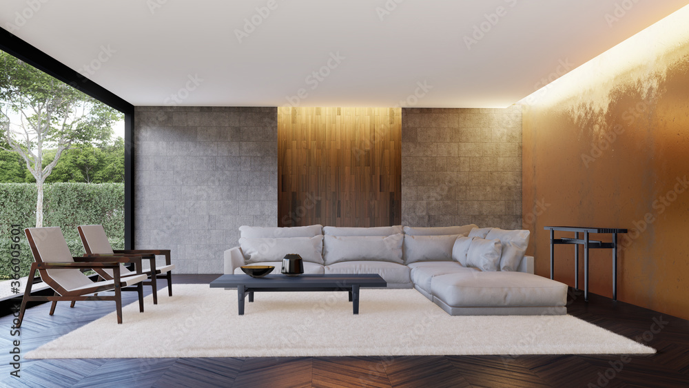 Wall mural luxury interior of living room with wall decoration. 3d illustration