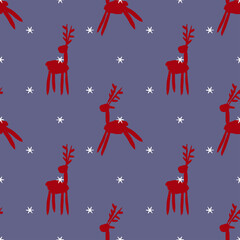 Seamless vector brush pattern with deers.