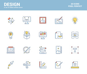 Flat line icons filled design-Design