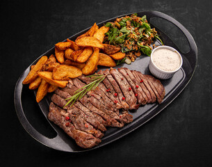 Sliced grilled beef steak
