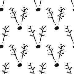 Obraz na płótnie Canvas Seamless vector brush pattern with deers.