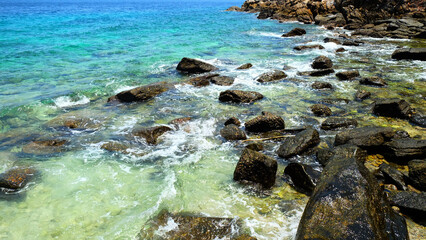 Fototapeta premium Stone reef beach background for decoration on natural theme concept.