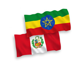 Flags of Peru and Ethiopia on a white background