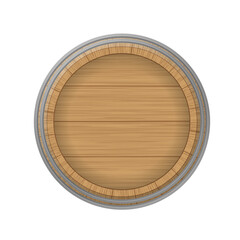Wooden barrels on white background. Top view.