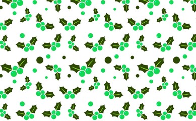 seamless pattern with holly berries. Christmas wrapping paper background. Pattern for fabric print, cards design

