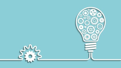 Flat design gears and cogs working together in light bulb. Abstract idea for business and technology concept