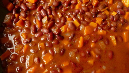 beans stewed with vegetables healthy food concept