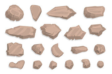 Stones set. Top view. Collection for landscape design, plan, maps. (View from above)