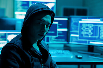Asian male hacker