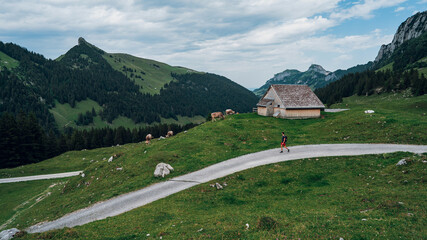 The beautiful and dominant alpine peak  in Alpstein mountain range and in Appenzell Alps massif -...
