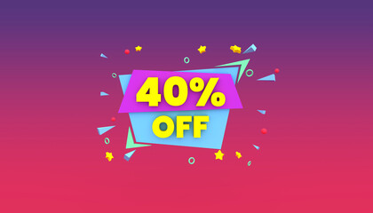 40% off - Sales discount advertisement for businesses. High-resolution 3D illustration.