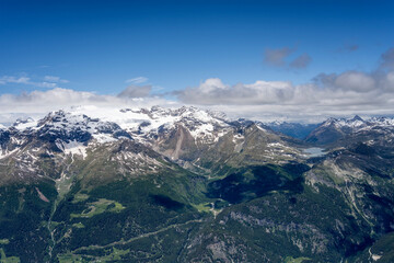 Bernina range and lake from above Poschiavo valley, Alps, Switzerland