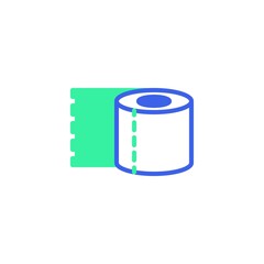 Toilet Paper Roll icon vector, filled flat sign, bicolor pictogram, green and blue colors. Symbol, logo illustration