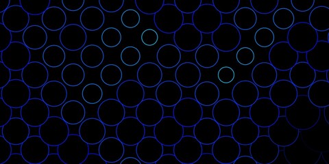 Dark BLUE vector layout with circle shapes. Abstract decorative design in gradient style with bubbles. Pattern for wallpapers, curtains.