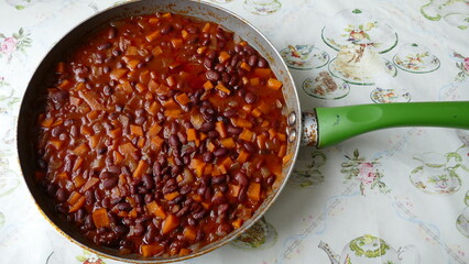beans stewed with vegetables healthy food concept