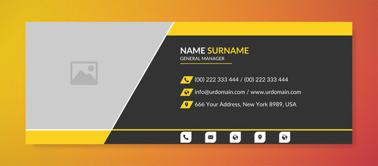 corporate email signature template with an author photo place modern and minimal layout design