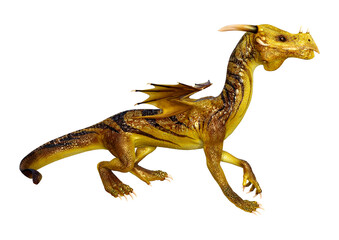 3D Rendering Fairy Tale Dragon on White