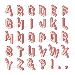 Isometric English alphabet and symbols