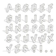 Isometric English alphabet and symbols