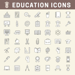 School and education editable icons with fill