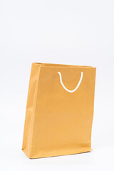 Shopping bag made from recycle paper on white background