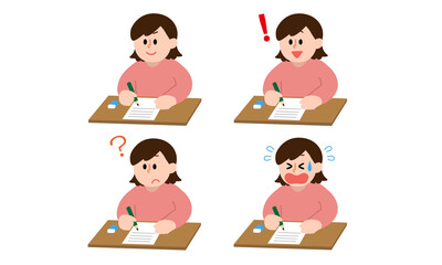 テスト・試験を受ける私服女性セット