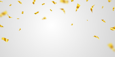 confetti gold celebration background template with ribbons. luxury greeting rich card.