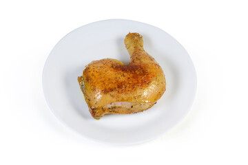 Fried chicken leg on the white dish