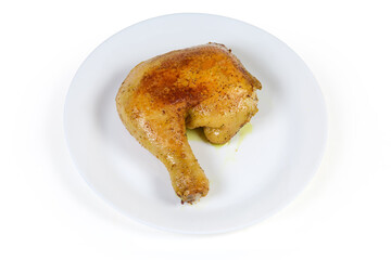 Fried chicken leg quarter with crispy skin and juicy inside