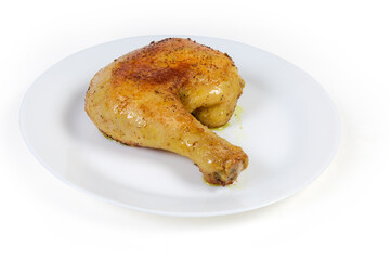 Just fried chicken leg pre-pickled in herbs on dish