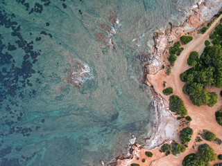 beach at drone point of view