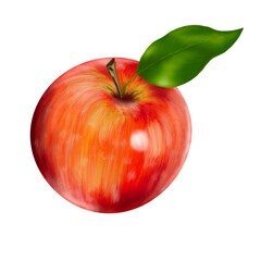 red apple on the white background