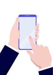 Hand holding a smartphone concept. Vector illustration