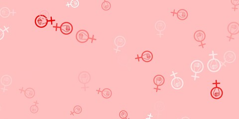 Light Red vector texture with women's rights symbols.