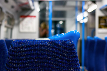 Empty seats in a train carriage in London